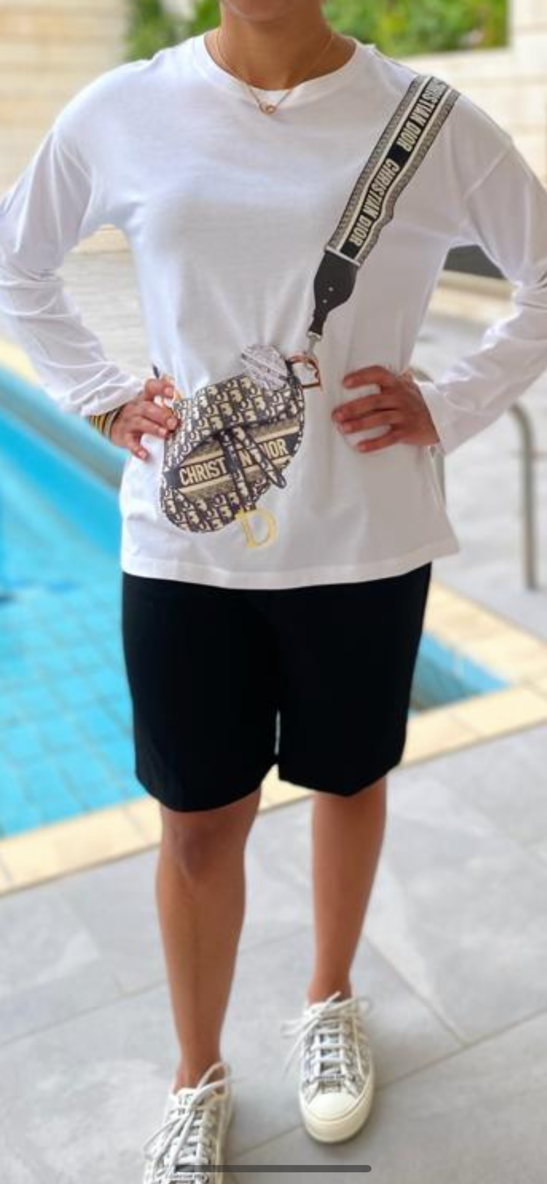 Long sleeves white oversize T-shirt