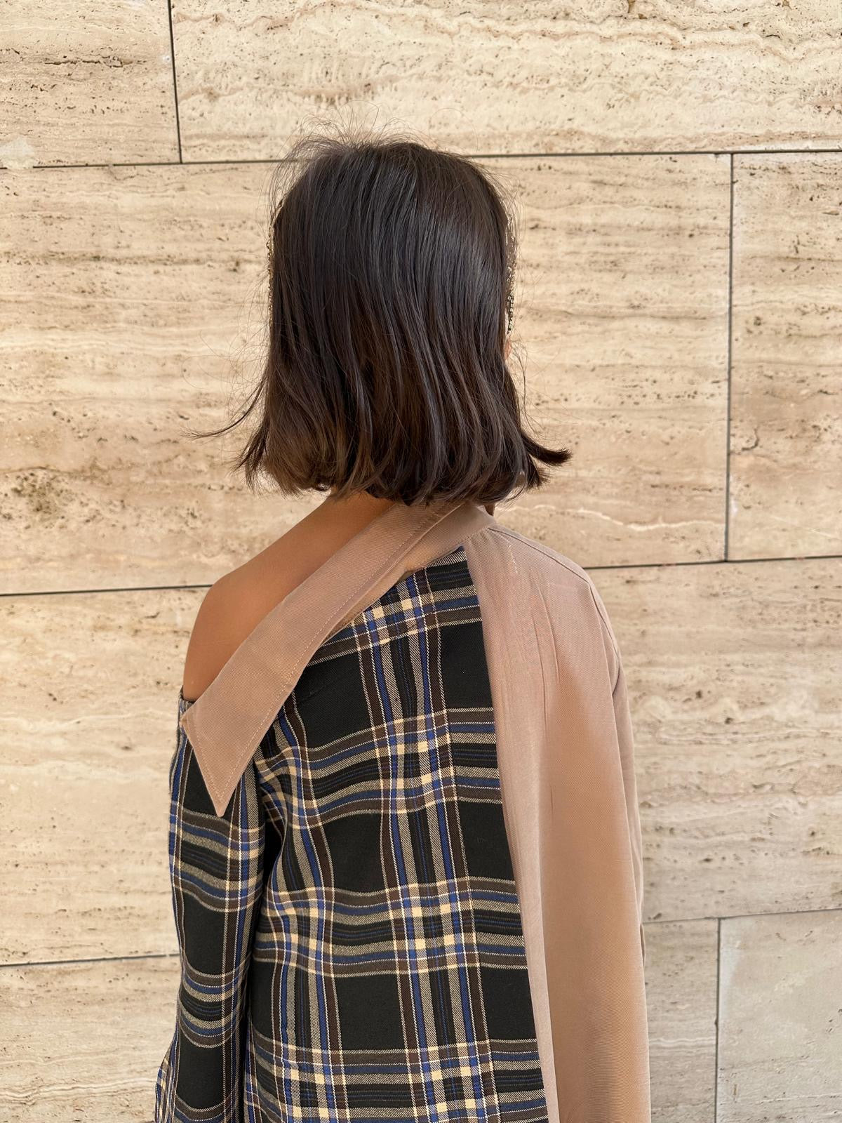 Brown or Red Off Shoulder kids Kaftan with brown Bag and hanging charm