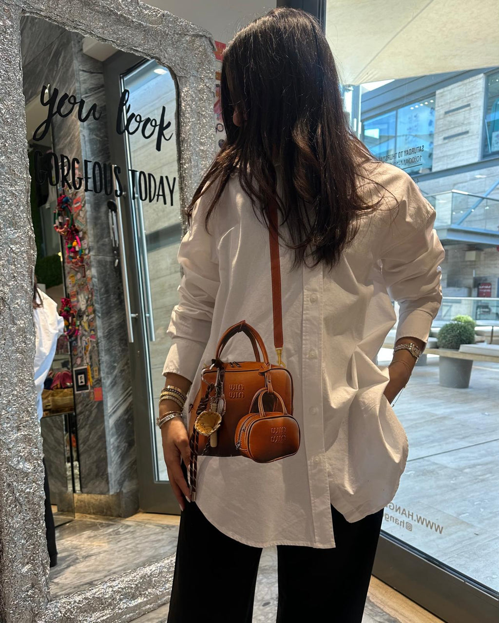 Fancy white shirt with baseball charm