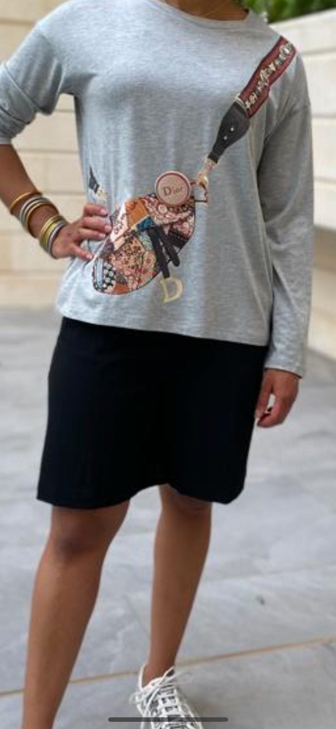 Long sleeves Gray oversize T-shirt
