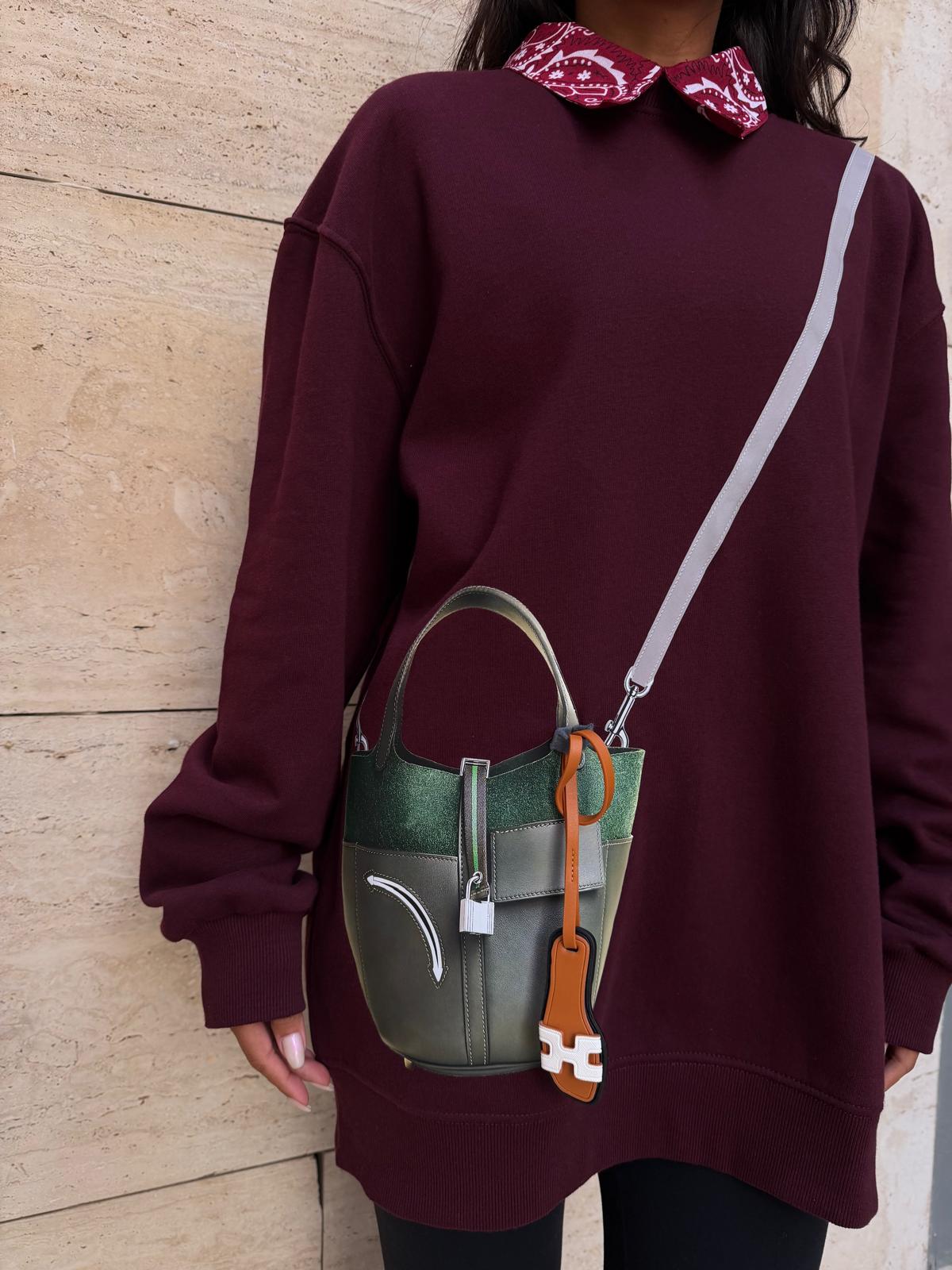 Better Oversize Trendy maroon greenish Sweater