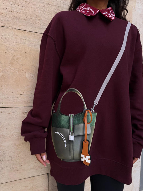 Better Oversize Trendy maroon greenish Sweater