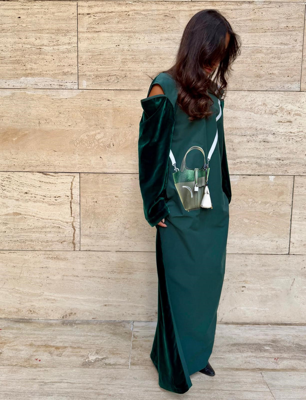 Best Seller 2026 Elegant Ramadan Off shoulder Green Kaftan 4