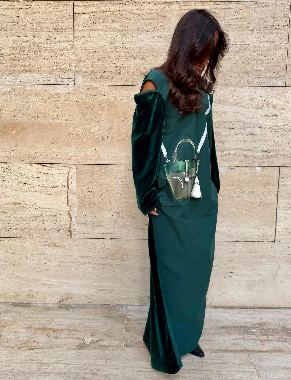 Best Seller 2026 Elegant Ramadan Off shoulder Green Kaftan 4