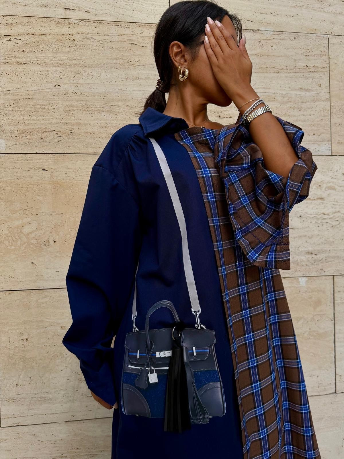 Best Seller 2026 Elegant Ramadan Off shoulder Navy Kaftan 3