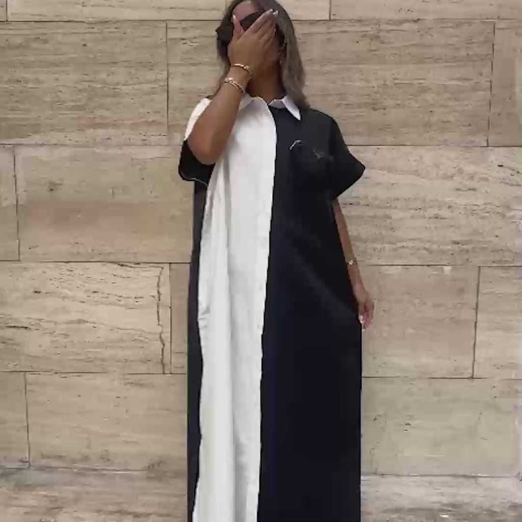 Stylish black & white sleeveless dress